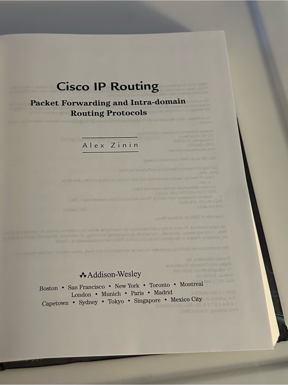 Cisco IP Routing Zinin 2002 HC Addison Wesley Intra Domain Routing Protocols - Picture 5 of 7